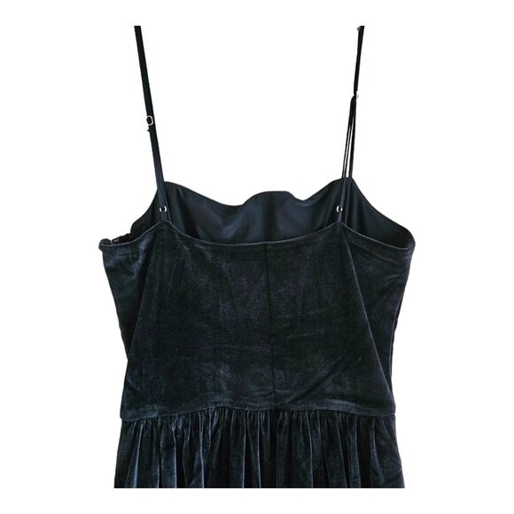 ABERCROMBIE & FITCH Tall ST MT Dress Gray Velour Spaghetti Straps Bubble Hem - Picture 7 of 8